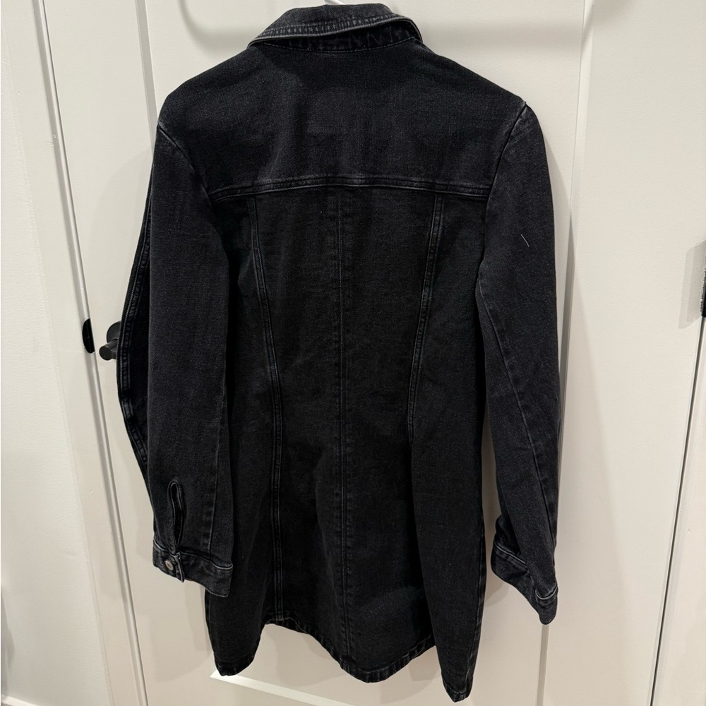NWT Abercrombie & Fitch Black Washed Longline Denim Jacket - Picture 4 of 4